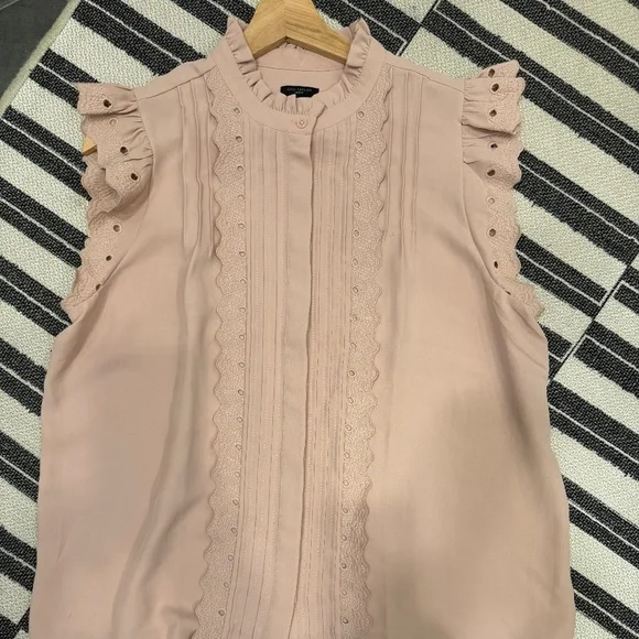 Ann Taylor Soft Pink Large Petite Eyelet Trim Sleeveless Top - Picture 5 of 5